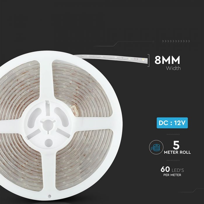 Hind 5m_3.6W/m(400Lm/m) 0.3A/m 60 LED SMD3528 lint, veekindel IP65, V-TAC, SININE valgus