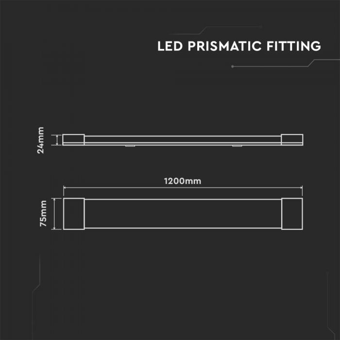 40W (4800Lm) LED lineaarne valgusti, 120cm, V-TAC SAMSUNG, 5 aasta garantii, ilma pistikuta (kaabliühendus), jaheda valge valgus 6500K