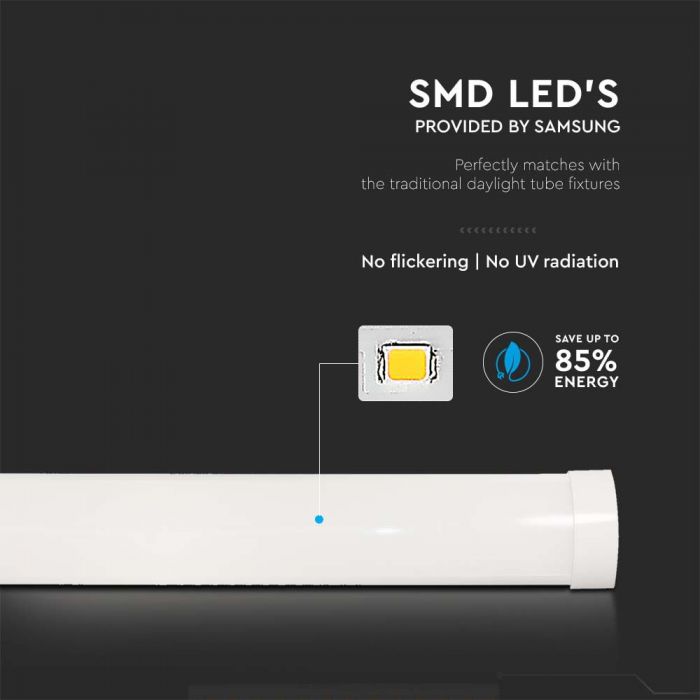 40%W (4300Lm) LED lineaarne valgusti, 120cm, V-TAC SAMSUNG, 5 aastat garantiid, ilma pistikuta (kaabliühendus), soe valge valgus 3000K