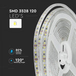 Цена на 5m_7.2W(720Lm) светодиодная лента, 120 светодиодов SMD3528, водонепроницаемый IP65, V-TAC, самоклеящаяся светодиодная лента, 5 м рулон, холодный белый свет 6000K