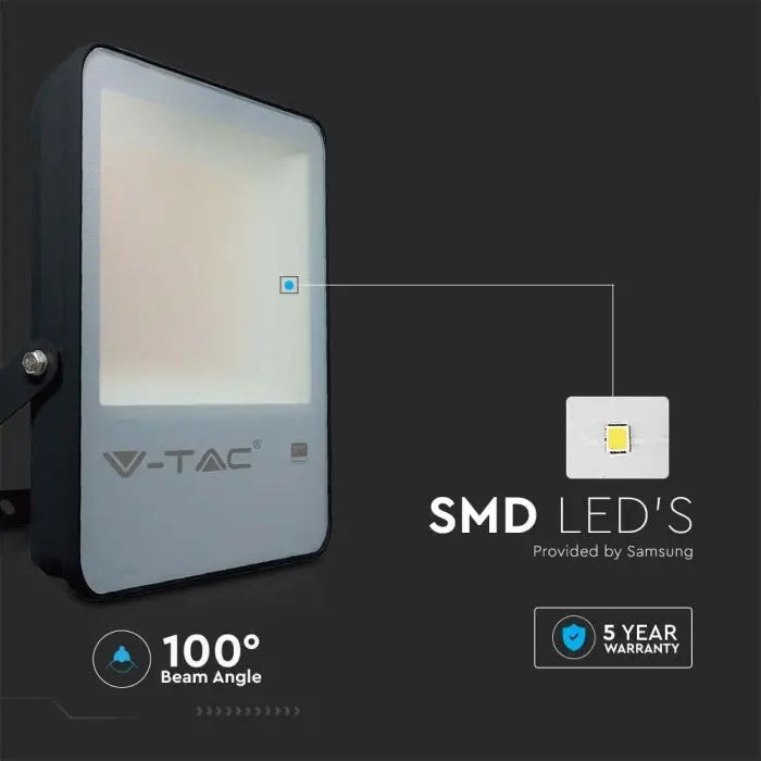 30W(4100Lm) LED Prožektors V-TAC SAMSUNG, IP65, garantija 5 gadi, melns, auksti balta gaisma 6500K