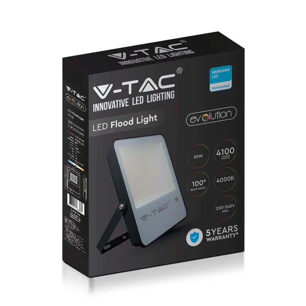 50W (6850Lm) LED-valgusti V-TAC SAMSUNG, IP65, 5-aastane garantii, must, jaheda valge 6500K