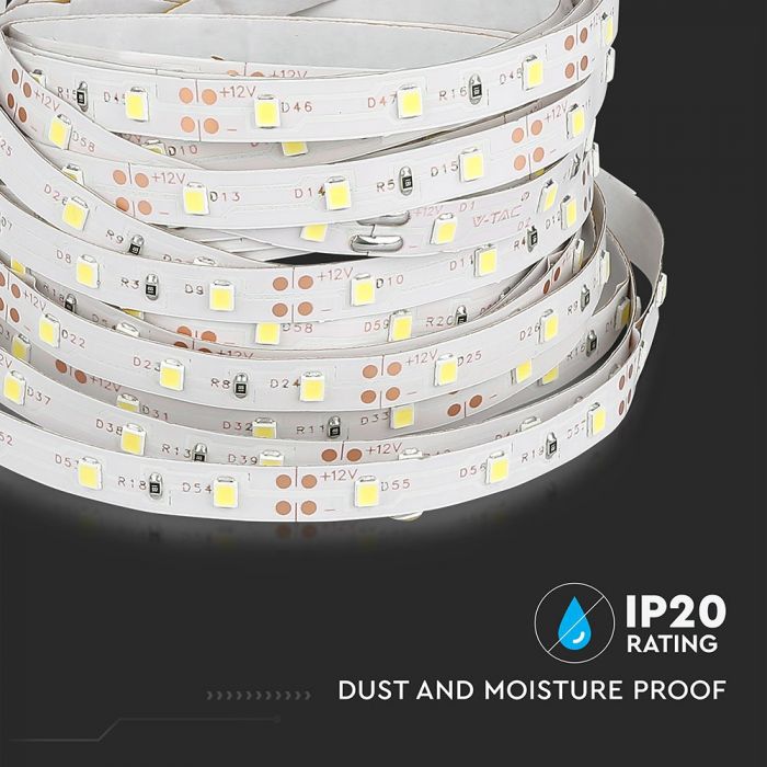 Hind 1m_3.6W/m(400Lm) LED lint, 60 dioodi SMD3528, veekindel IP20, V-TAC, neutraalne valge valgus 4000K.