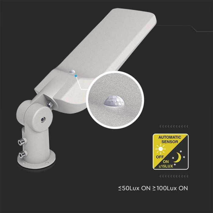 50W(5000Lm) LED ielu laterna ar gaismas sensoru, V-TAC SAMSUNG, IP65, garantija 5 gadi, pelēka, auksti balta gaisma 6500K