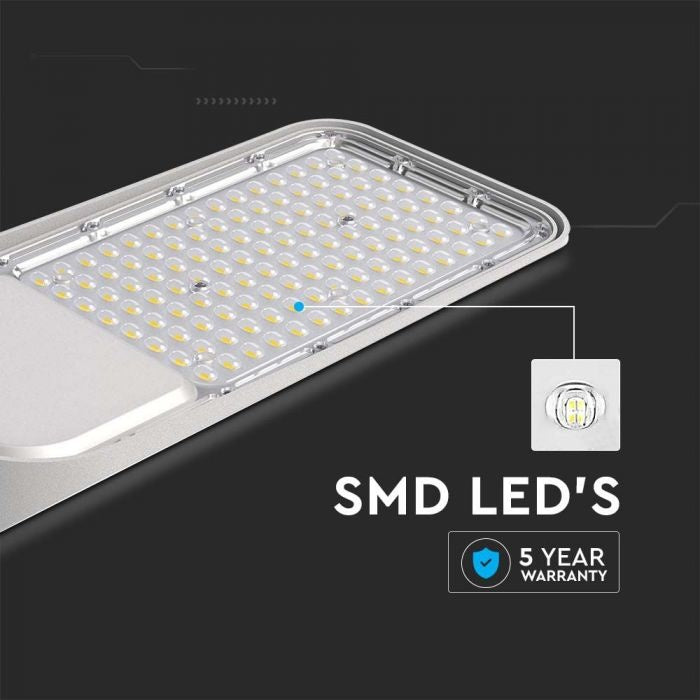 50W(5000Lm) LED ielu laterna ar gaismas sensoru, V-TAC SAMSUNG, IP65, garantija 5 gadi, pelēka, auksti balta gaisma 6500K