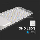 50W(5000Lm) LED street lamp with light sensor, V-TAC SAMSUNG, IP65, warranty 5 years, gray, cold white light 6500K