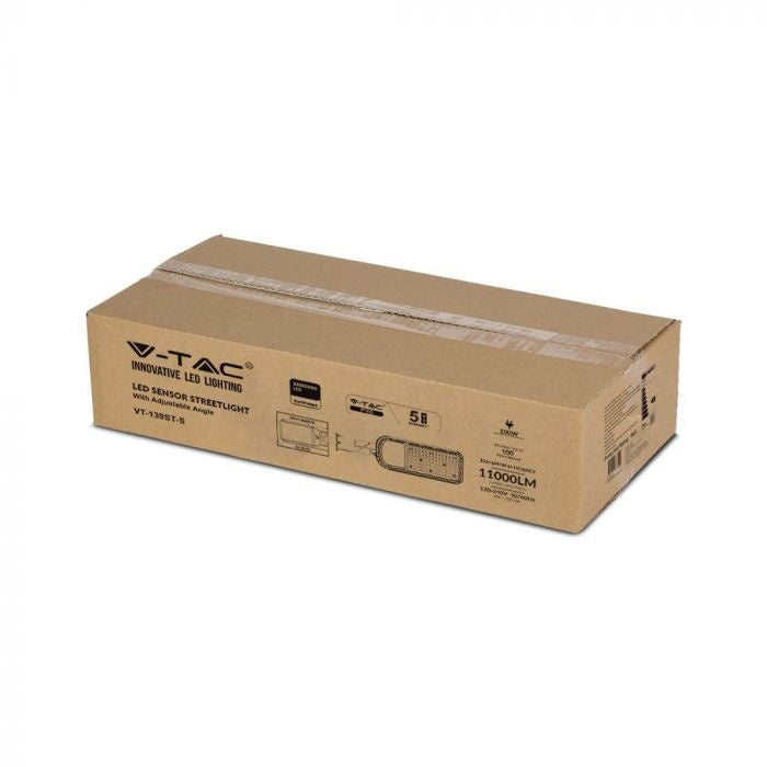 100W(11000Lm) LED ielas laterna ar gaismas sensoru, V-TAC SAMSUNG, IP65, garantija 5 gadi, pelēks, auksti balta gaisma  6500K