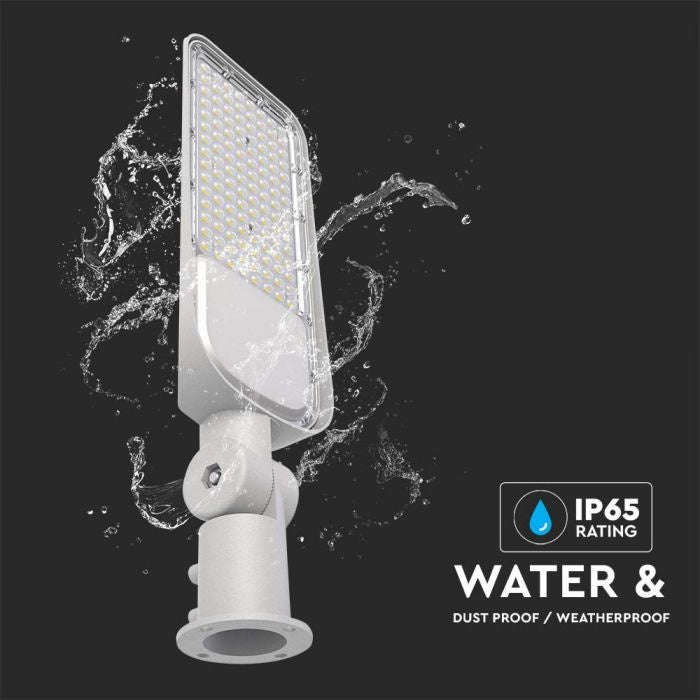 100W(11000Lm) LED ielas laterna ar gaismas sensoru, V-TAC SAMSUNG, IP65, garantija 5 gadi, pelēks, auksti balta gaisma  6500K