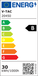 30W(4720Lm) LED Spotlight V-TAC SAMSUNG, IP65, warranty 5 years, black with gray glass, cold white light 6400K