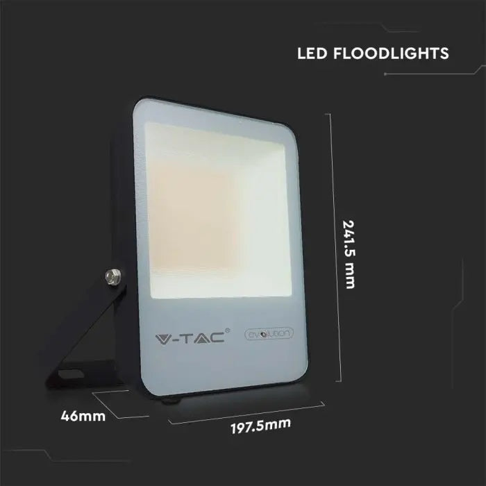 50W(7870Lm) LED Spotlight V-TAC SAMSUNG, IP65, warranty 5 years, black body with gray glass, cold white light 6400K