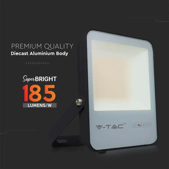 50W(7870Lm) LED Spotlight V-TAC SAMSUNG, IP65, warranty 5 years, black body with gray glass, cold white light 6400K