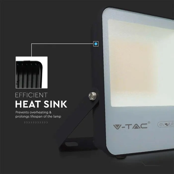 50W(7870Lm) LED-strålkastare V-TAC SAMSUNG, IP65, 5 års garanti, svart hölje med grått glas, kallvit 6400K