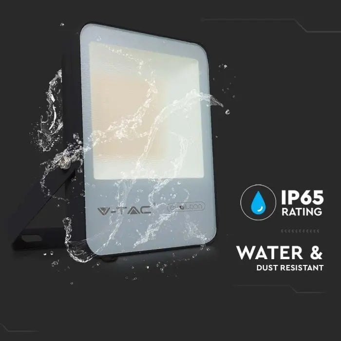 50W(7870Lm) LED Spotlight V-TAC SAMSUNG, IP65, warranty 5 years, black body with gray glass, cold white light 6400K