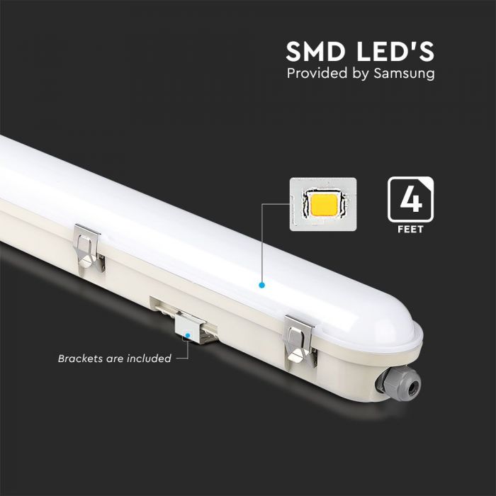 48W(5760Lm) V-TAC SAMSUNG Линейный светильник, IP65, 150см, цвет молочный, без вилки (подключение кабеля), холодный белый 6400K