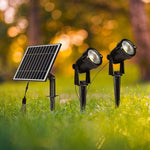 2x1,2W 12V LED-solarmatur, V-TAC, svart, IP65, varmvitt ljus 3000K