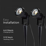 2x1,2W 12V LED-solarmatur, V-TAC, svart, IP65, varmvitt ljus 3000K