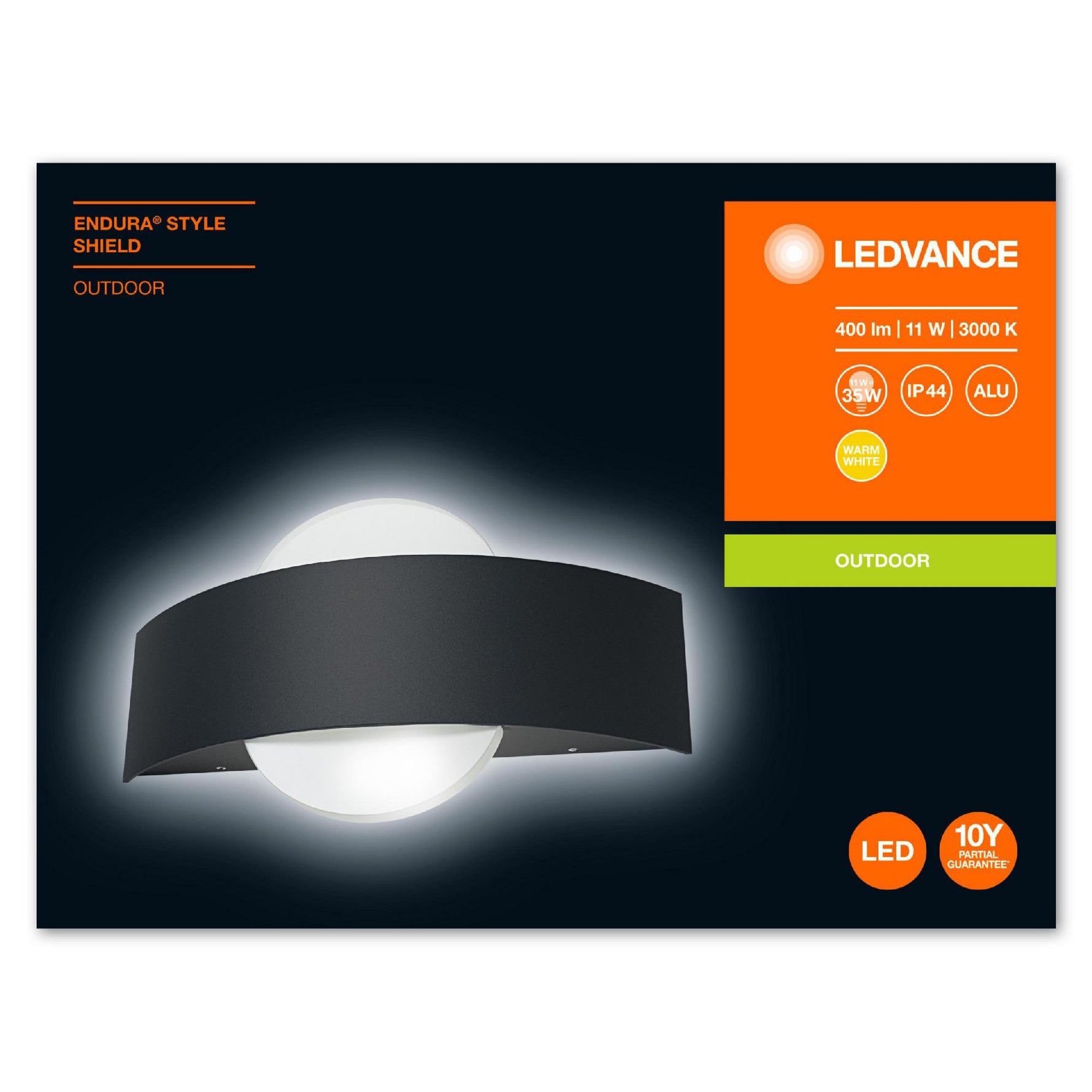 PARAUGA IZPĀRDOŠANA_10.5W(400Lm) LEDVANCE LED Fasādes gaismeklis, IP44, pelēks, garantija 5 gadi, silti balta gaisma 3000K