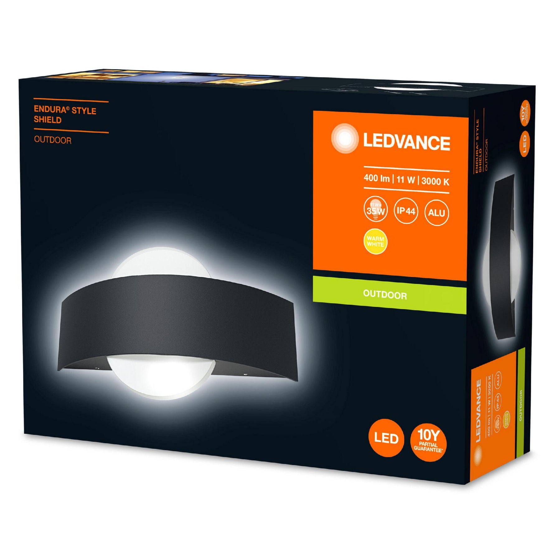 PARAUGA IZPĀRDOŠANA_10.5W(400Lm) LEDVANCE LED Fasādes gaismeklis, IP44, pelēks, garantija 5 gadi, silti balta gaisma 3000K
