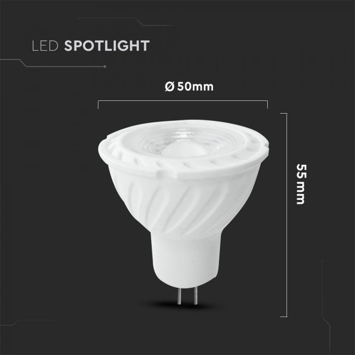 GU5.3 6W(445Lm) LED лампа V-TAC SAMSUNG, IP20, DC:12V, теплый белый свет 3000K