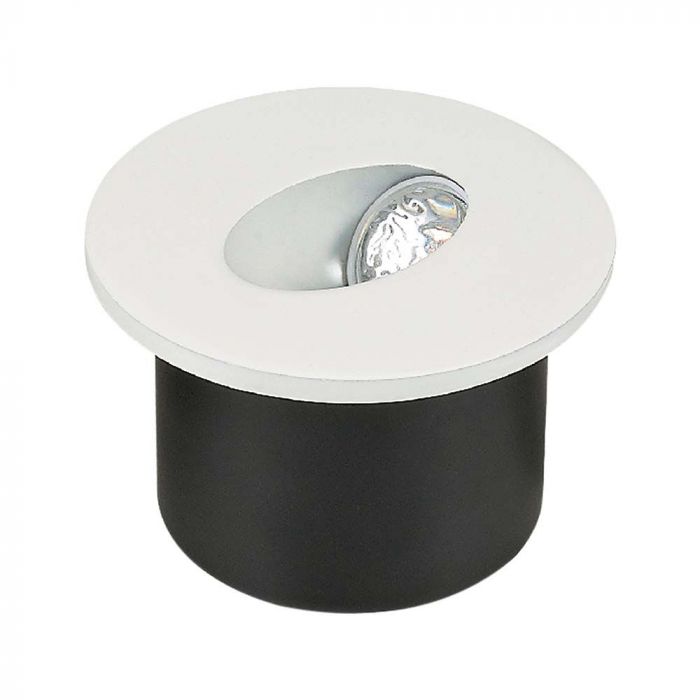 3W(270Lm) LED kāpņu gaismeklis, V-TAC, IP65, balts, apaļš, neitrāli balta gaisma 4000K