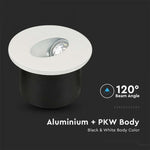 3W(270Lm) LED trepivalgusti, V-TAC, IP20, valge, ümmargune, neutraalne valge 4000K