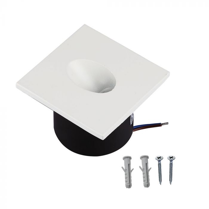 3W(270Lm) LED trepivalgusti, V-TAC, IP20, valge, kandiline, neutraalne valge 4000K