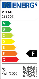 3W(270Lm) LED-trapphusarmatur, V-TAC, IP20, vit, fyrkantig, varmvitt ljus 3000K