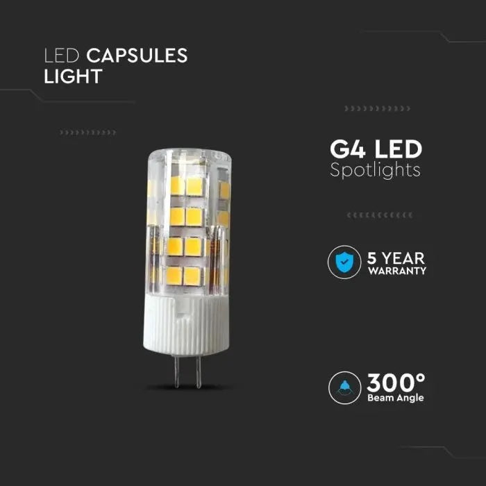 G4 3.2W(385Lm) 12V LED Spuldze V-TAC SAMSUNG,  IP20, silti balta gaisma 3000K