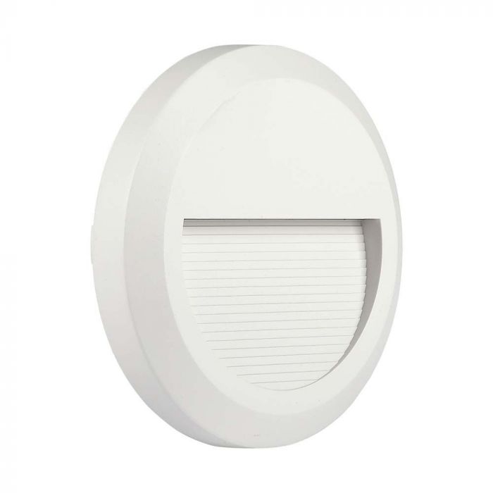2W(80Lm) LED kāpņu gaismeklis, V-TAC, IP65, balts, apaļš, neitrāli balta gaisma 4000K