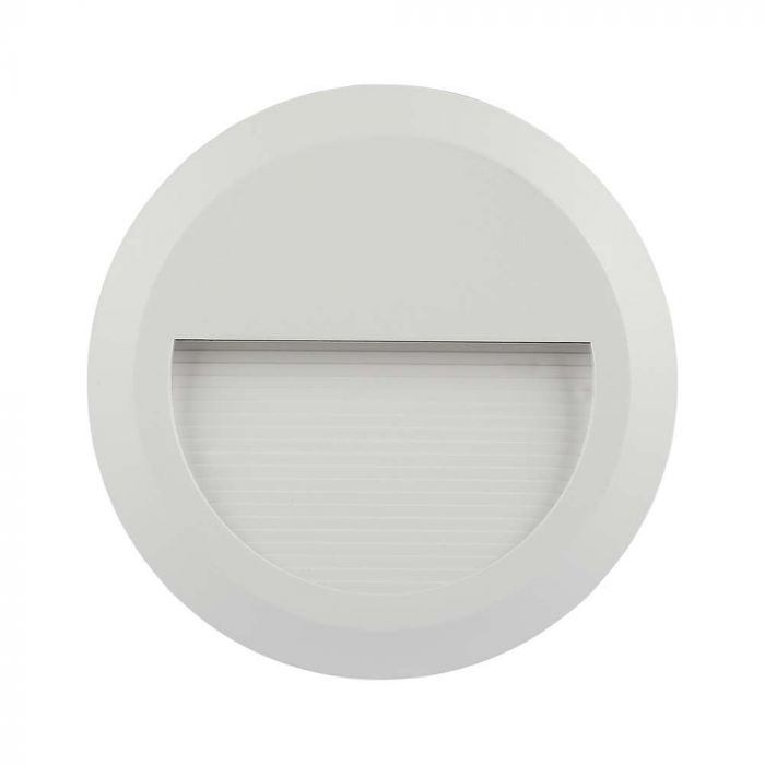 2W(80Lm) LED kāpņu gaismeklis, V-TAC, IP65, balts, apaļš, neitrāli balta gaisma 4000K