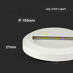 2W(80Lm) LED kāpņu gaismeklis, V-TAC, IP65, balts, apaļš, neitrāli balta gaisma 4000K