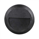 2W(80Lm) LED kāpņu gaismeklis, V-TAC, IP65, melns, apaļš, silti balta gaisma 3000K