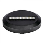 2W(80Lm) LED kāpņu gaismeklis, V-TAC, IP65, melns, apaļš, silti balta gaisma 3000K