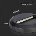 2W(80Lm) LED kāpņu gaismeklis, V-TAC, IP65, melns, apaļš, silti balta gaisma 3000K