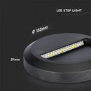 2W(80Lm) LED kāpņu gaismeklis, V-TAC, IP65, melns, apaļš, neitrāli balta gaisma 4000K