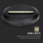 2W(80Lm) LED kāpņu gaismeklis, V-TAC, IP65, melns, apaļš, silti balta gaisma 3000K