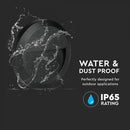 2W(80Lm) LED kāpņu gaismeklis, V-TAC, IP65, melns, apaļš, silti balta gaisma 3000K