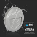 2W(80Lm) LED kāpņu gaismeklis, V-TAC, IP65, pelēks, apaļš, silti balta gaisma 3000K