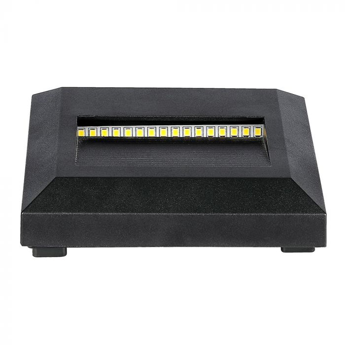 2W(80Lm) LED trepivalgusti, V-TAC, IP65, must, kandiline, soe valge valgus 3000K