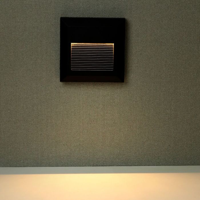 2W(80Lm) LED stair light, V-TAC, IP65, black, square, neutral white light 4000K
