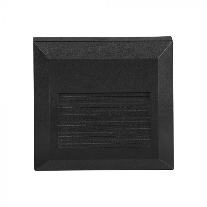 2W(80Lm) LED-trapphusarmatur, V-TAC, IP65, svart, fyrkantig, varmvitt ljus 3000K