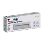 3W(110Lm) LED kāpņu gaismeklis, V-TAC, IP65, balts, kvadrāta, neitrāli balta gaisma 4000K