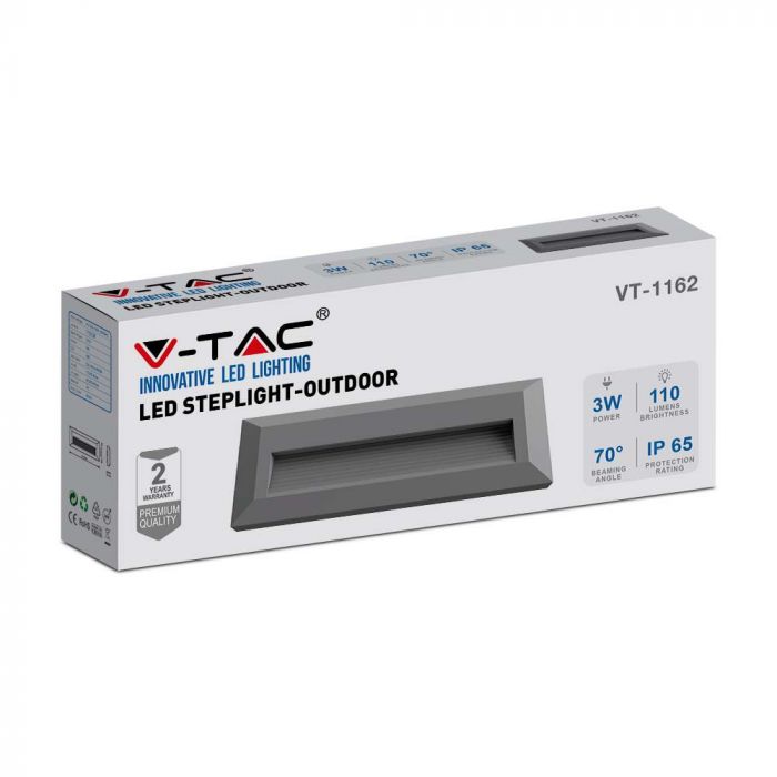 3W(110Lm) LED trepikoda, V-TAC, kandiline, hall, IP65, neutraalne valge 4000K