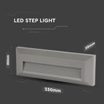 3W(110Lm) LED-trapphusarmatur, V-TAC, IP65, grå, fyrkantig, varmvitt ljus 3000K