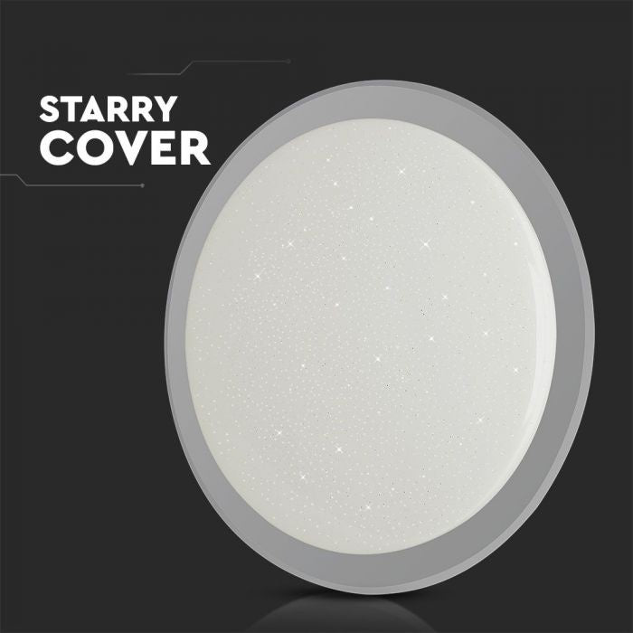 SUPERACTION_60W(6000Lm) LED V-TAC design rund kupolarmatur med fjärrkontroll, IP20, vit, stjärnformad, dimbar, 3/1