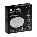 40W(4000Lm) LED V-TAC design rund kupolarmatur med fjärrkontroll, IP20, vit, dimbar, 3/1