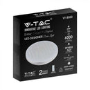 60W(6000Lm) LED V-TAC dizaina apaļš kupola gaismeklis ar tālvadības pulti, IP20, balts, dimmējams, 3/1