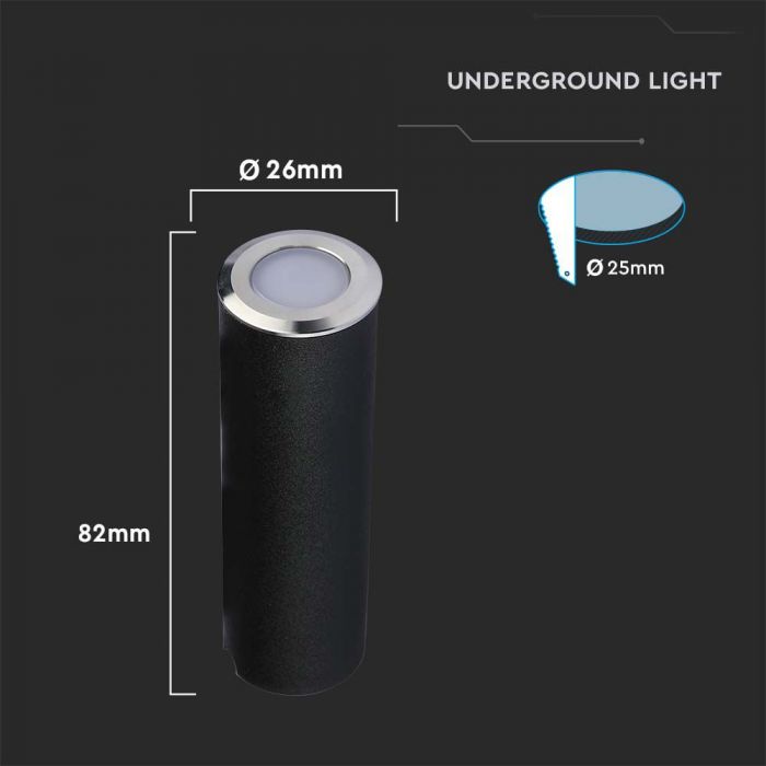 1W(37Lm) 12V LED-trädgårdsarmatur, IP67, V-TAC, silver, varmvitt ljus 3000K