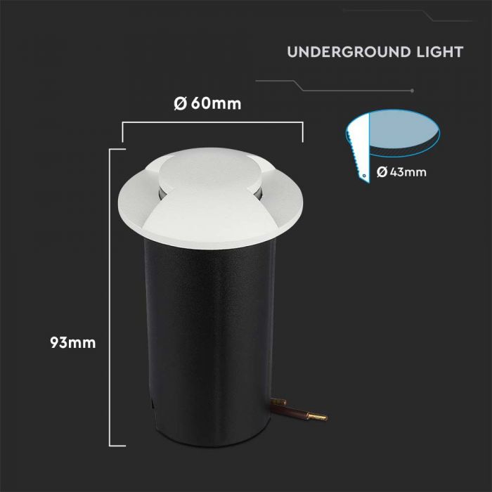 1W(50Lm) 12V LED garden light, IP67, V-TAC, white, cold white light 6400K