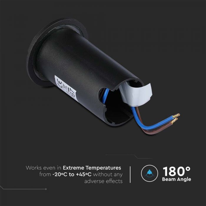 1W(50Lm) 12V LED-trädgårdsarmatur, IP67, V-TAC, svart, varmvitt ljus 3000K